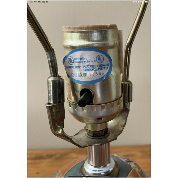 Library Book Desk Lamp Vintage Ornately Etched Ceramic, Wood Base **Tested 19”H - Picture 7 of 7